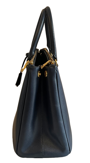 Prada Black Saffiano Lux Leather Double Zip Camera Crossbody Bag