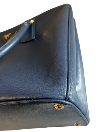 Prada Navy Blue Saffiano Lux Leather Large Double Zip Tote Prada