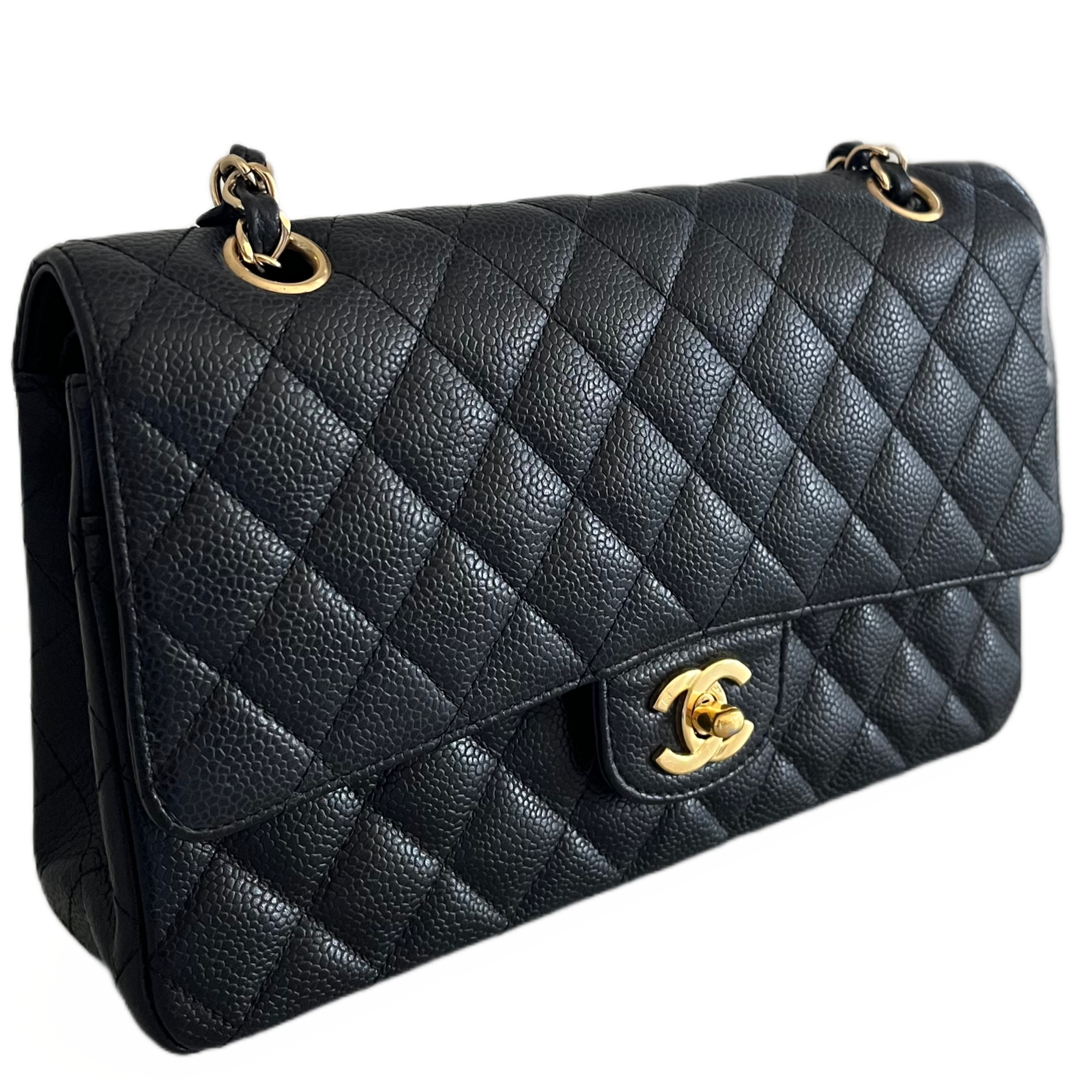 Chanel Classic Quilted Medium Flap Wallet Black Caviar  ＬＯＶＥＬＯＴＳＬＵＸＵＲＹ
