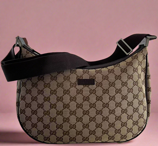 Gucci Vintage GG Half Moon Canvas shoulder bag