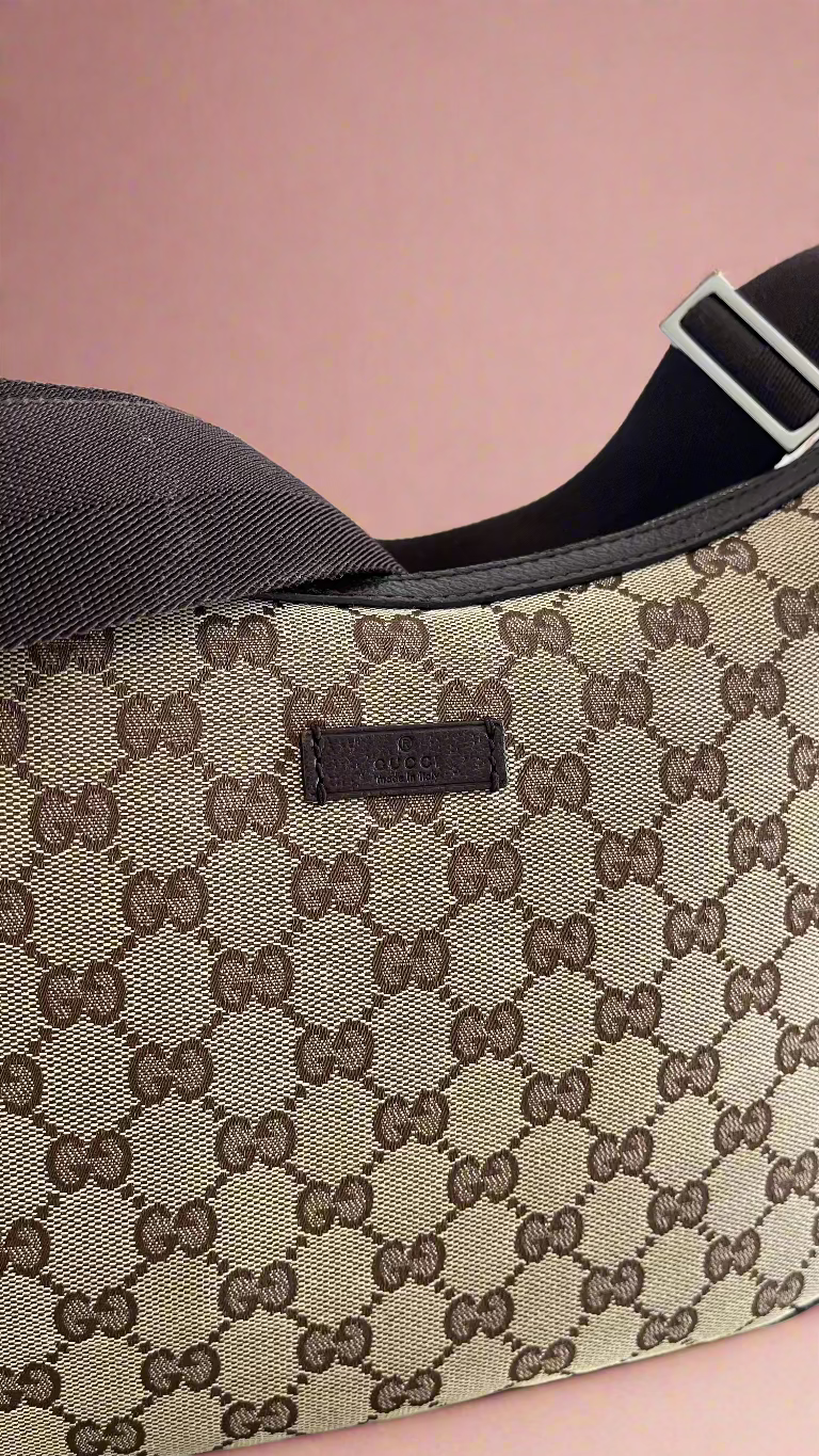 Gucci Vintage GG Half Moon Canvas shoulder bag