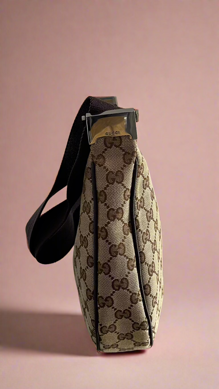 Gucci Vintage GG Half Moon Canvas shoulder bag