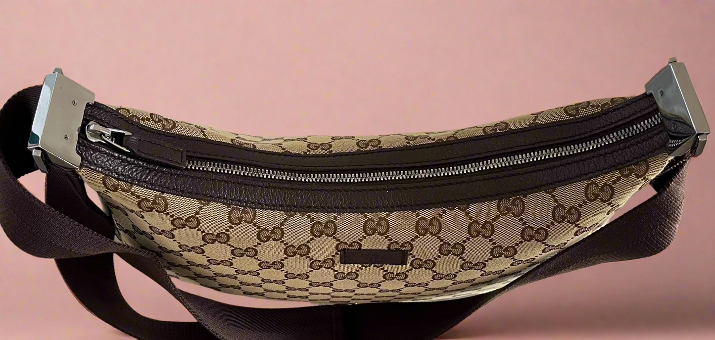 Gucci Vintage GG Half Moon Canvas shoulder bag