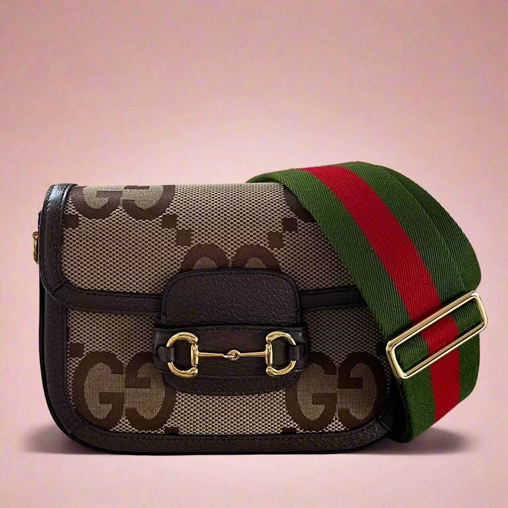 Gucci Horsebit 1955 Jumbo GG Brown Canvas Mini