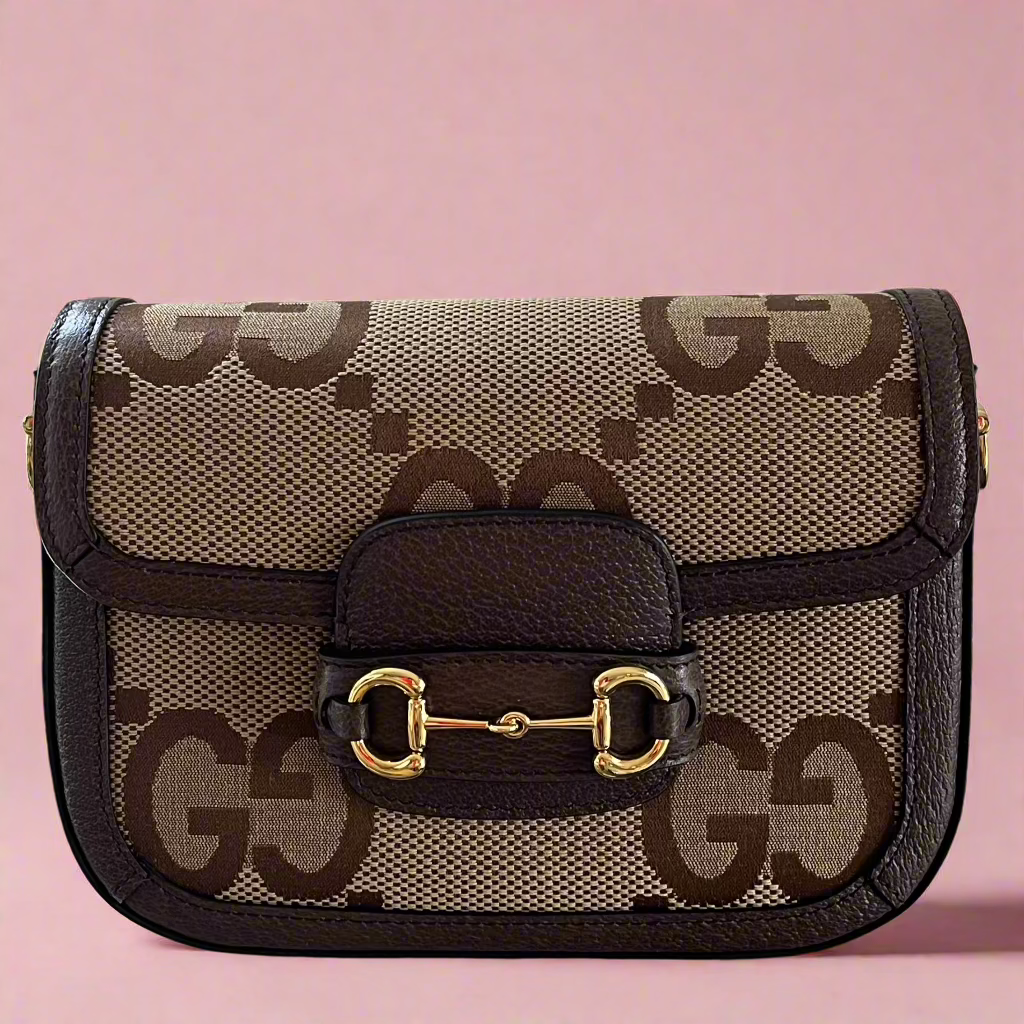 Gucci Horsebit 1955 Jumbo GG Brown Canvas Mini