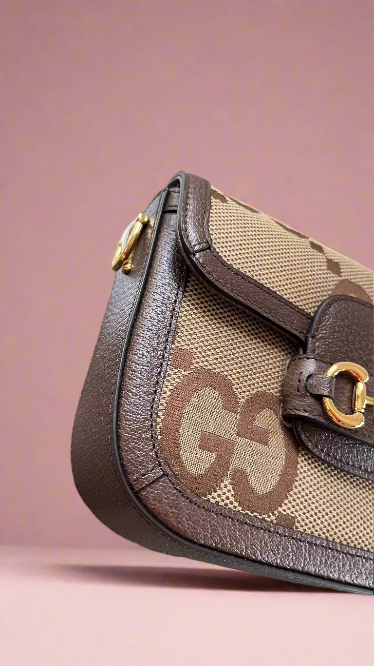 Gucci Horsebit 1955 Jumbo GG Brown Canvas Mini