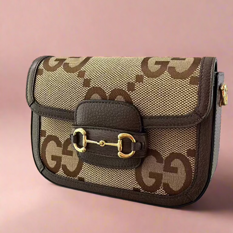 Gucci Horsebit 1955 Jumbo GG Brown Canvas Mini