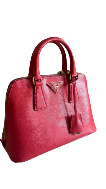 Prada Mini Promenade Saffiano Lux Leather Crossbody Bag in Red