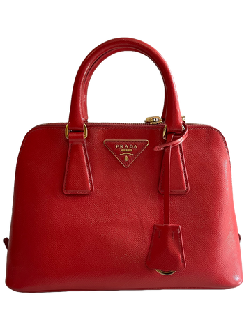 Prada Mini Promenade Saffiano Lux Leather Crossbody Bag in Red