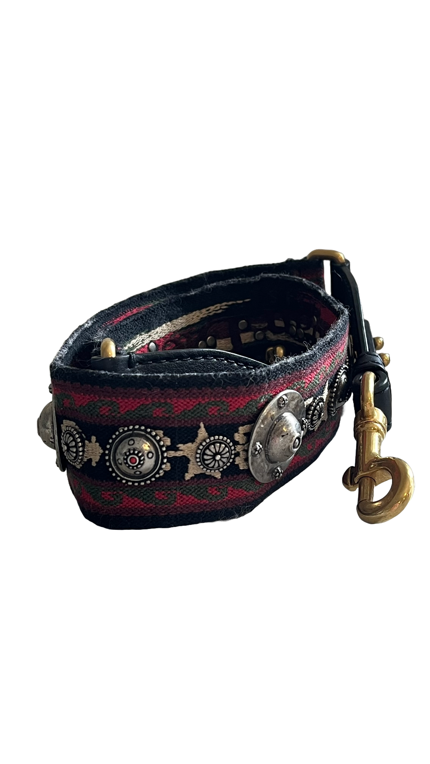 Christian Dior Canvas Embroidered Studded Bohemian Shoulder Strap