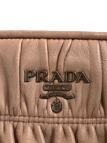 Prada Brown Leather Gauffre Shoulder Bag