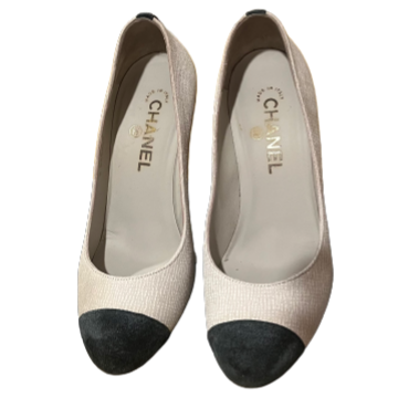 Chanel Heels, Pearl Grey and Anthracite Suede.