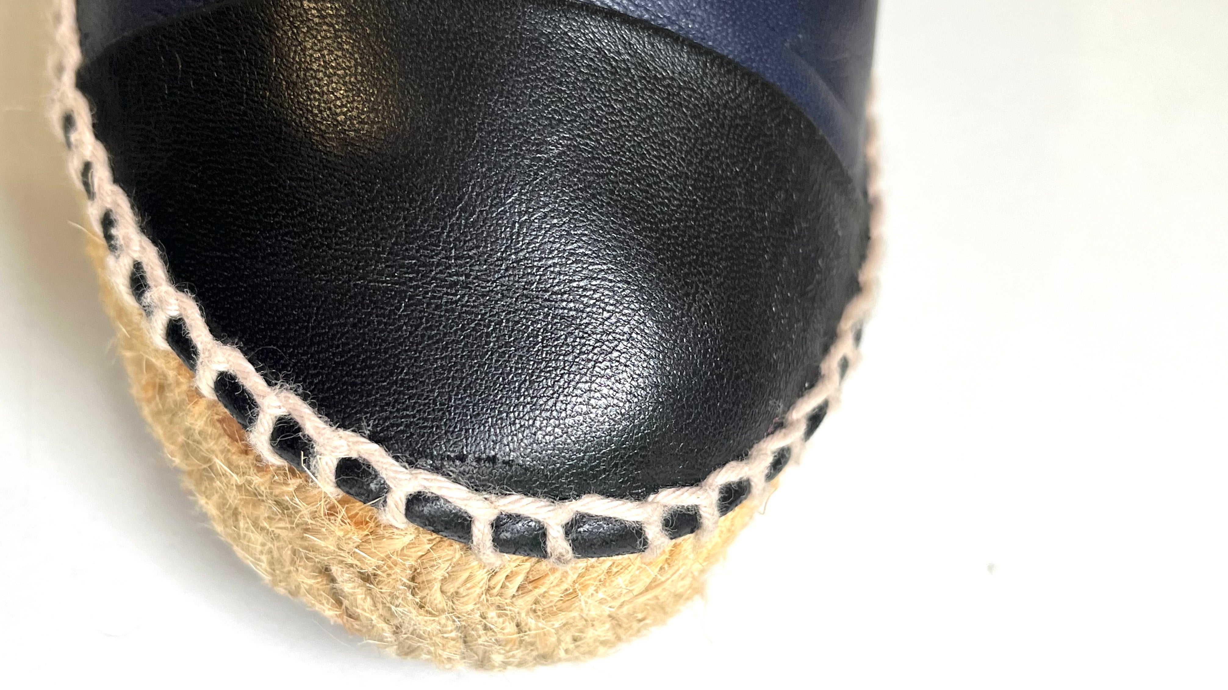 Chanel espadrilles navy hot sale and black