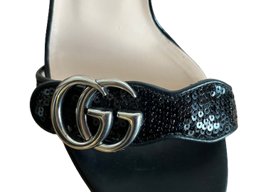 Gucci Sequin GG Marmont high heels sandals