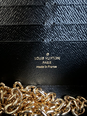 LOUIS VUITTON Catogram Twist Chain Wallet Black